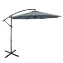 10 Feet Offset Umbrella with 8 Ribs Cantilever and Cross Base-Blue by DirectDeals