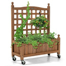 32in Wood Planter Box with Trellis Mobile Raised Bed for Climbing Plant by LJGDeals