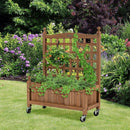 32in Wood Planter Box with Trellis Mobile Raised Bed for Climbing Plant by LJGDeals
