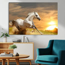 Large Wall Art Galloping White Horse at Sunset Canvas Print
