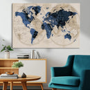 Vintage Blue World Map Canvas Wall Art – Antique Style by MyGreatCanvas | Canvas Wall Art Prints | Photo Prints & Wall Decor