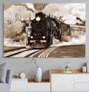 Black Steam Train Canvas Wall Art Print Steam Locomotive Art