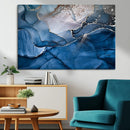 Navy Blue Canvas Art Abstract Print – Elegant Triptych