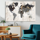 Abstract Map Printing - Modern World Map Canvas Wall Art for
