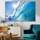 Blue Big Wave Surfing Ocean Canvas Wall Art Artwork Print