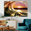 Golden Wave Sunset Triptych Canvas Art, Giclee Canvas Print