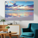 Tranquil Pastel Sunset Beach Triptych Canvas Art, Soothing