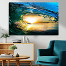 Ocean Wave at Sunset Canvas Art, Large Wall Print of Vibrant
