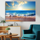 Tropical Beach Sunset Canvas Art, Ocean Waves and Sandy
