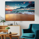 Sunset on Beach Wall Art Ocean Beach Canvas Print