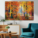 Autumn Red Forest Triptych Canvas Wall Art Print, Forest