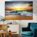 Golden Sunset Ocean Waves Wall Art Canvas Print – Multi