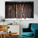 Vintage Ski Gear Canvas Print, Vintage Ski Gear Against