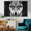Black and White Wild Wolf Wall Art Canvas Print