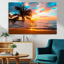 Palm Tree Sunset On The Beach Wall Art Canvas, Framed Palm by MyGreatCanvas | Canvas Wall Art Prints | Photo Prints & Wall Decor