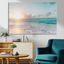 Tranquil Ocean Beach Sunset Canvas Wall Art | 3-Panel