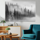 Foggy Misty Forest Canvas Wall Art – Black and White