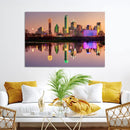 Colorful Dallas City Lights Night Skyline Wall Art Print