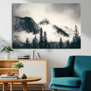 Forest Mountain Print - Black and White Canvas Wall Art with