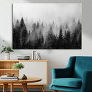 Foggy Black and White Forest Canvas Wall Art, 3 Panel Misty