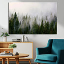 Misty Pine Forest Wall Art Canvas Print | 3 Panel Green