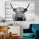 Scottish Highland Cow Cattle Art Print on Wood Background by MyGreatCanvas | Canvas Wall Art Prints | Photo Prints & Wall Decor