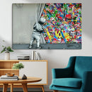 Banksy Colorful Street Graffiti Canvas Wall Art Print, by MyGreatCanvas | Canvas Wall Art Prints | Photo Prints & Wall Decor