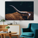 Texas Longhorn Bull Wall Art Canvas Print - Large Framed