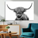Grayscale Scottish Highland Cow Cattle Art Print Farmhouse by MyGreatCanvas | Canvas Wall Art Prints | Photo Prints & Wall Decor