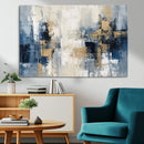 Modern Abstract Canvas Wall Art in Blue and Gold Tones |