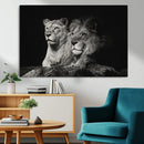 Lion Couple Wall Art Canvas Print – Elegant Black and White