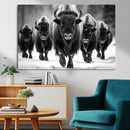 American Bison Art | Buffalo Herd Wall Art Canvas Print, BW