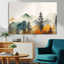 Abstract Watercolor Mountains and Trees Autumn Wall Art,