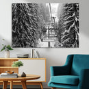 Winter Ski Lift Black and White Canvas Wall Art – Alpine