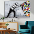 Banksy Art Behind the Curtain Street Wall Art Canvas Print |