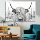 Rustic Charm | Cow Longhorn Black White Bighorn Wall Art