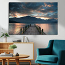 Mountain Lake Wood Pier Canvas Wall Art Nature Lake Print