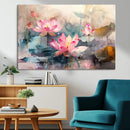 Lotus Flower Wall Art | 3-Panel Giclee Canvas Print of Pink