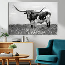 Texas Black White Highland Longhorn Cow Wall Art Canvas by MyGreatCanvas | Canvas Wall Art Prints | Photo Prints & Wall Decor