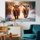 Scottish Highland Cow Horn Farm Wall Art Canvas Print