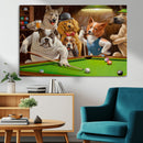 Dogs Playing Pool Canvas Wall Art Funny Gifts Dog Print