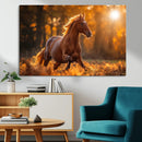 Running Horse Sunset Forest Wall Art Canvas Print