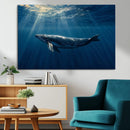 Whale under Ocean Wall Art Canvas Print