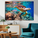 Sea Turtle Wall Art Canvas Print – Vibrant Ocean Coral Reef