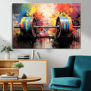 Weightlifting Barbell Art Triptych, Bold Abstract Fitness