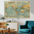Push Pin World Map Canvas Print – Travel Tracker Wall Art