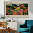 Yayoi Kusama Landscape Canvas Print, Vibrant Floral Mountain