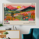 Yayoi Kusama Landscape Canvas Print, Vibrant Floral Mountain Art Print, Framed Botanical Wall Art -
