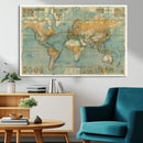 Push Pin World Map Canvas Print – Travel Tracker Wall Art