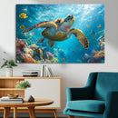 Sea Turtle Underwater Canvas Wall Art Print - Vibrant Ocean